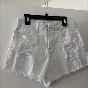Tinseltown White Jean Shorts Distressed Frayed Hem